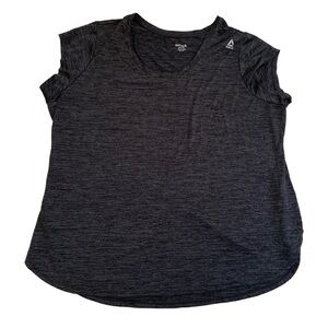 💜 Reebok Performance Dark Gray V-Neck Activewear T-Shirt - Size 2X